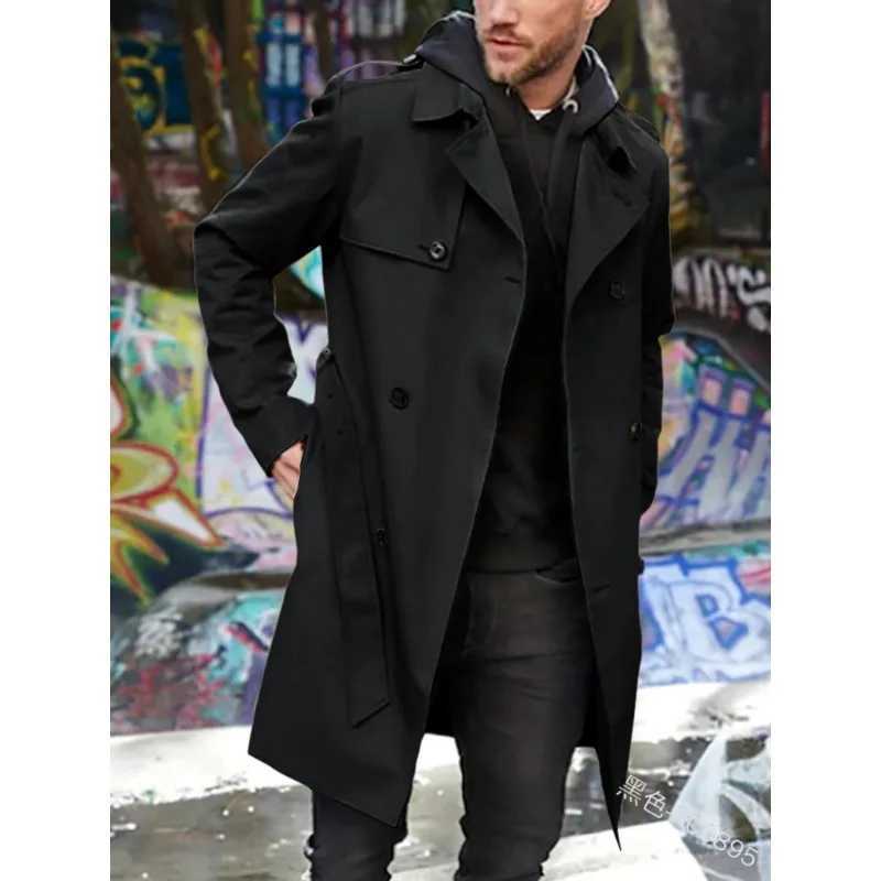 2023 Spring/Summer New Solid Color Long Sleeve Windproof Machine Mens Flip Collar Ultra Thin Fit Double Chest Casual Coat W241007