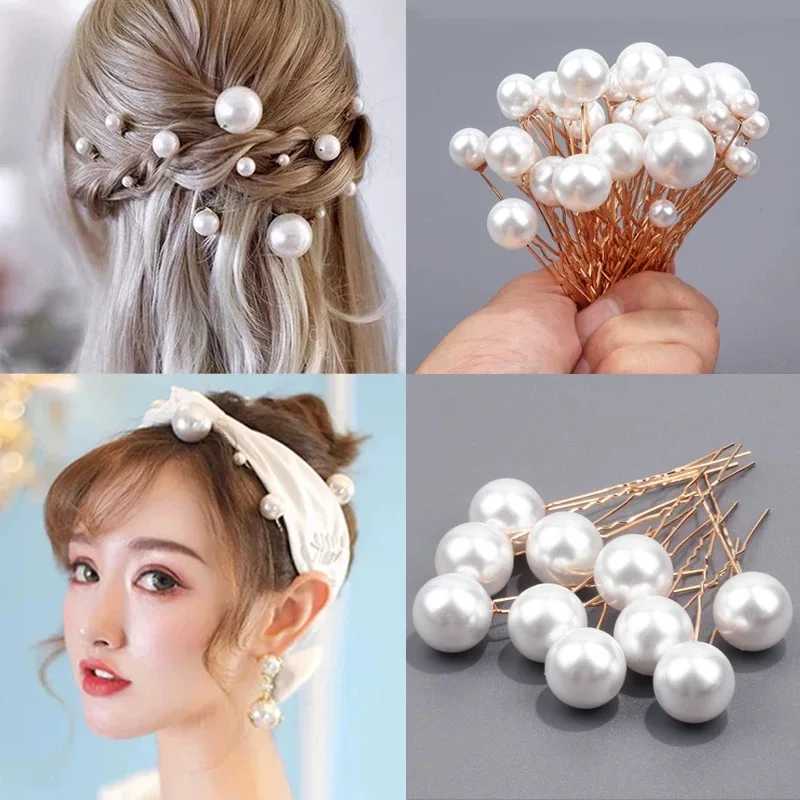 20 pieces/set bride pearl U-shaped hair comb fork elegant wedding crystal flower hair clip female hair clip jewelry accessories W241007