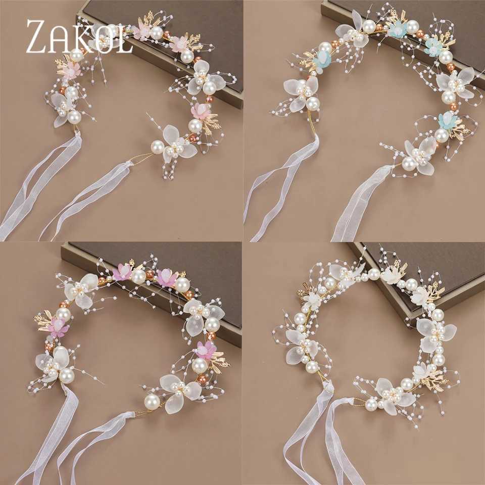 ZAKOL Sweet Romantic Bride Pearl Flower Hair Accessories Garland Headbands Wedding Jewelry Gifts W241007