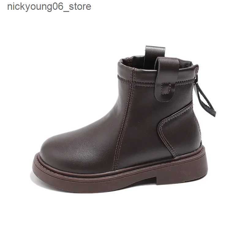 Boots Spring Autumn Kids Ankle Boots Fashion New Causal Black Boots for Girl Versatile Thick Bottom Children Short Boots Side Zipper L240910