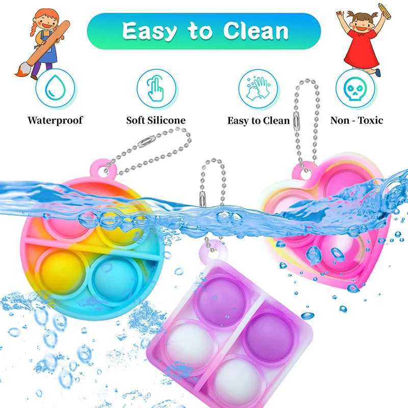 20PCS Mini Pop Fidget Keychain Stress Relief Toys for Kids Birthday Party Favors Classroom Prizes Goodie Bag Fillers Pinata GiftX241008
