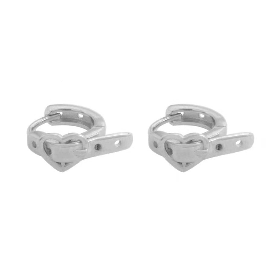 Earstuds with a niche design, plated earrings, 2024 new model, heart-shaped bone ring, ear buckle, sier needle earrings for women