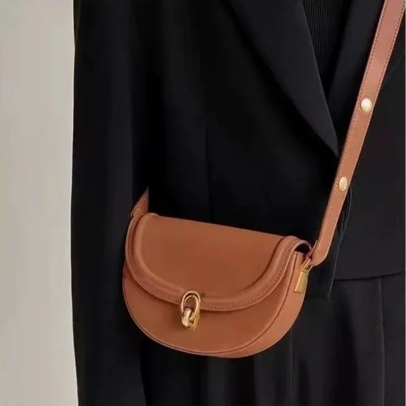 Saddle Crossbody Bags For Women 2024 Trend Fashion PU Leather Small Shoulder Handbags And Purses Solid Vintage Bag