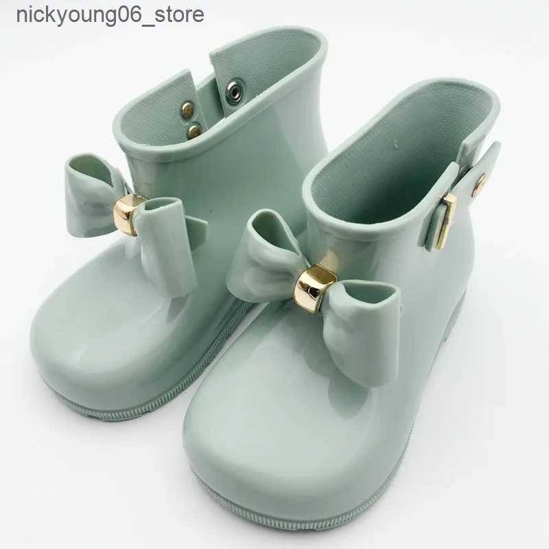 Boots Children Rain Boots Fashion Bow Metal Buckle Girls Boot Cute Toddler Infant Waterproof Shoes Kids Non-slip Water Shoes L240910