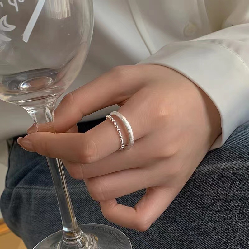 round bead women's light luxury open mouth niche high-end sensory index finger ring, tail ring