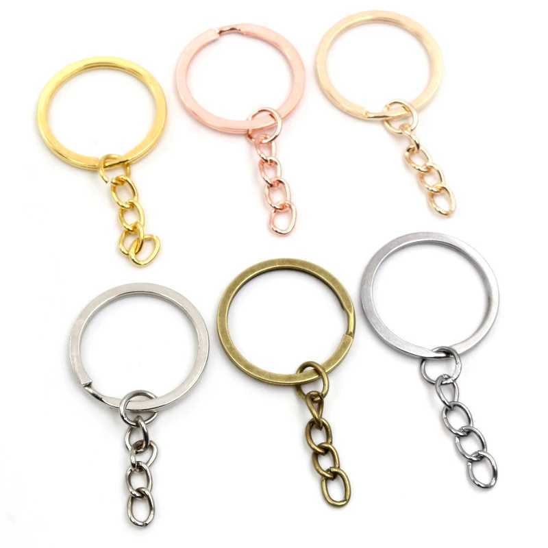 20 pcs/lot Key Ring Key Chain 6 Colors Plated 50mm Long Round Split Keychain KeyringsX241008