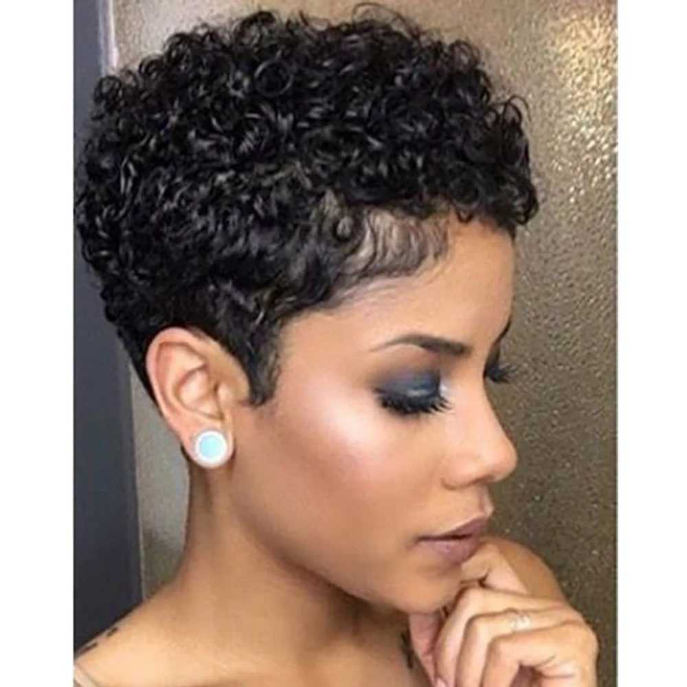 BeiSDWig Synthetic Short Afro Curly Wigs for Black Women Natural Burgundy Hair Wig Short Haircuts for WomenXJ241008