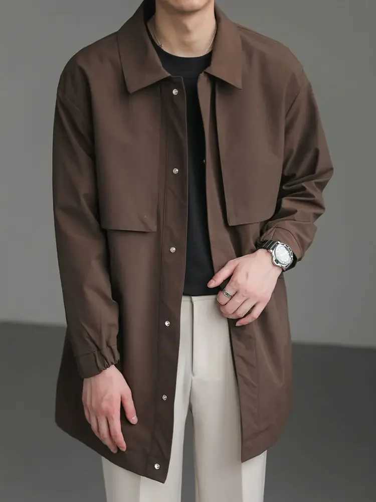 Spring and summer windproof mens mid length jacket fashionable breathable and windproof trend A107 W241007