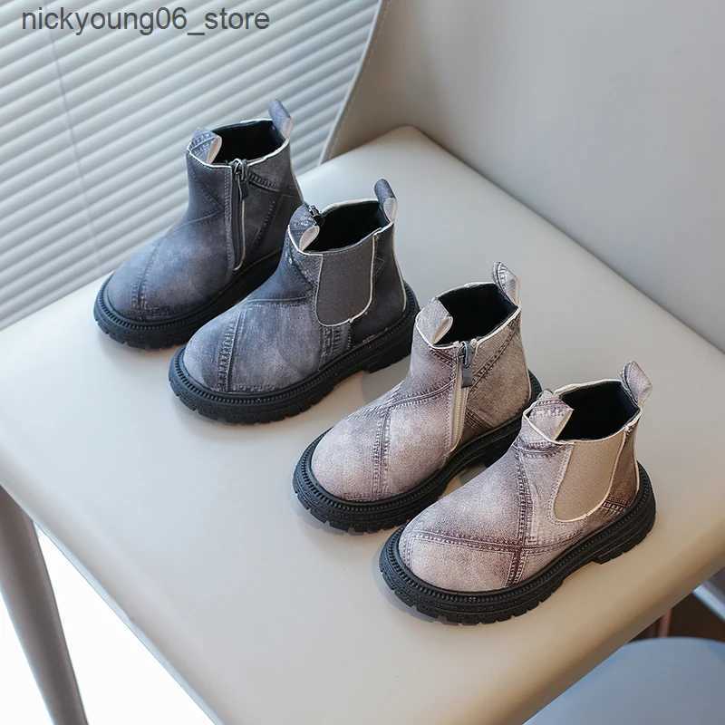 Boots Little Kids Fashion Boots 2024 Autumn Winter Brand New Boys Girls Ankle Boots Zipper Toddlers Children Chelsea Boots Anti-skid L240910