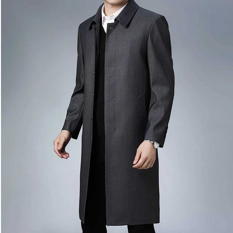 Autumn and Winter Mens Trench Jacket Business Fashion Casual Mens Jacket Ultra Thin Comfortable Warm Windproof Top Trend Street Jacket New W241007