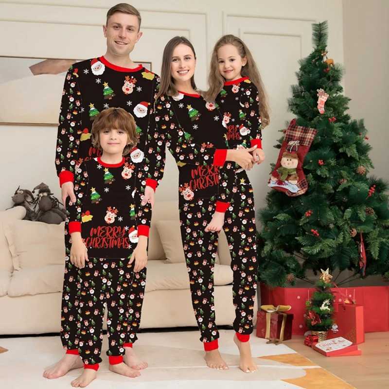 2024 New Christmas Family Pajama Cartoon Full Print Cute Soft Pajama Parent Child Matching Set 2-piece Clothing W241008