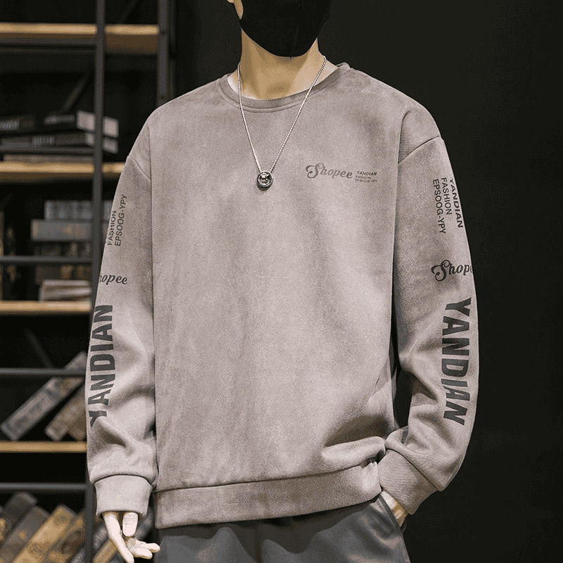 2024 New Designer Winter Suede Hoodie Men's Spring and Autumn Youth Fashion Loose American Casual Long Sleeve Versatile Top
