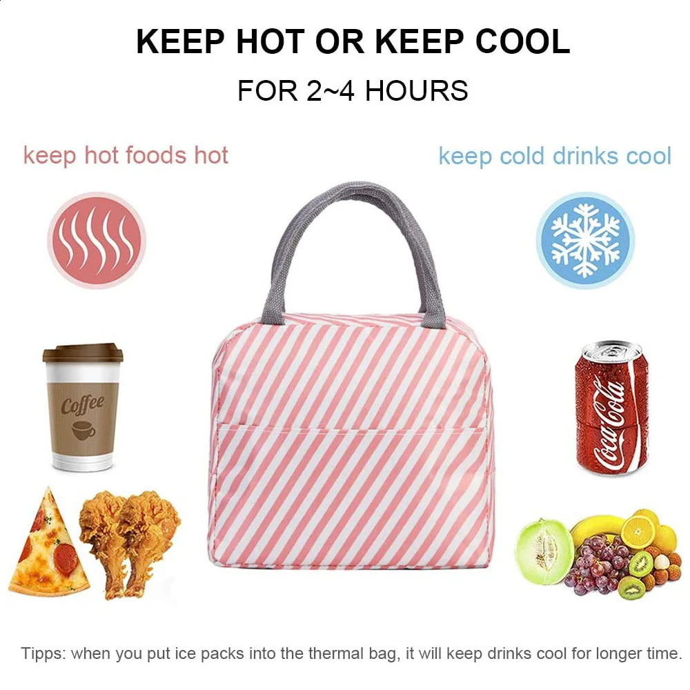 Portable Thermal Lunch Bag Waterproof Insulated Box Bento Pouch Dinner Insulation Student Thickened Flamingo 240925
