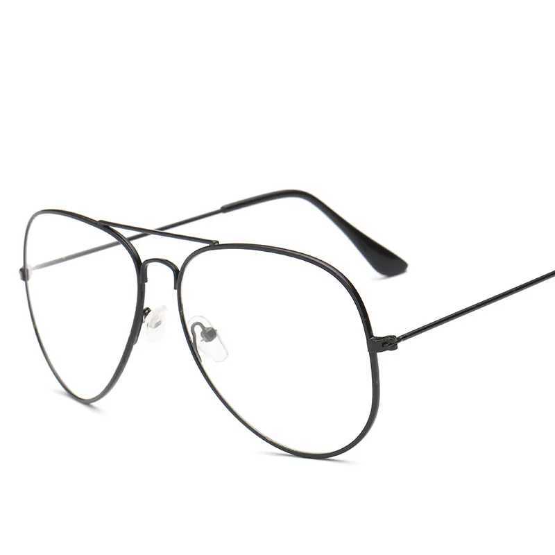 Retro Pilot Style Metal Frame Glasses Women Brand Designer Classic Gold Transparent Clear Lens Optical Men Vintage EyewearX241008