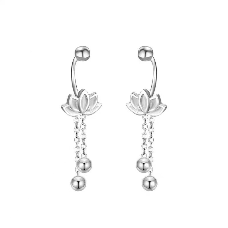 Lotus tassel for women 2024 new style, light temperament, exquisite niche design, fresh ral earrings