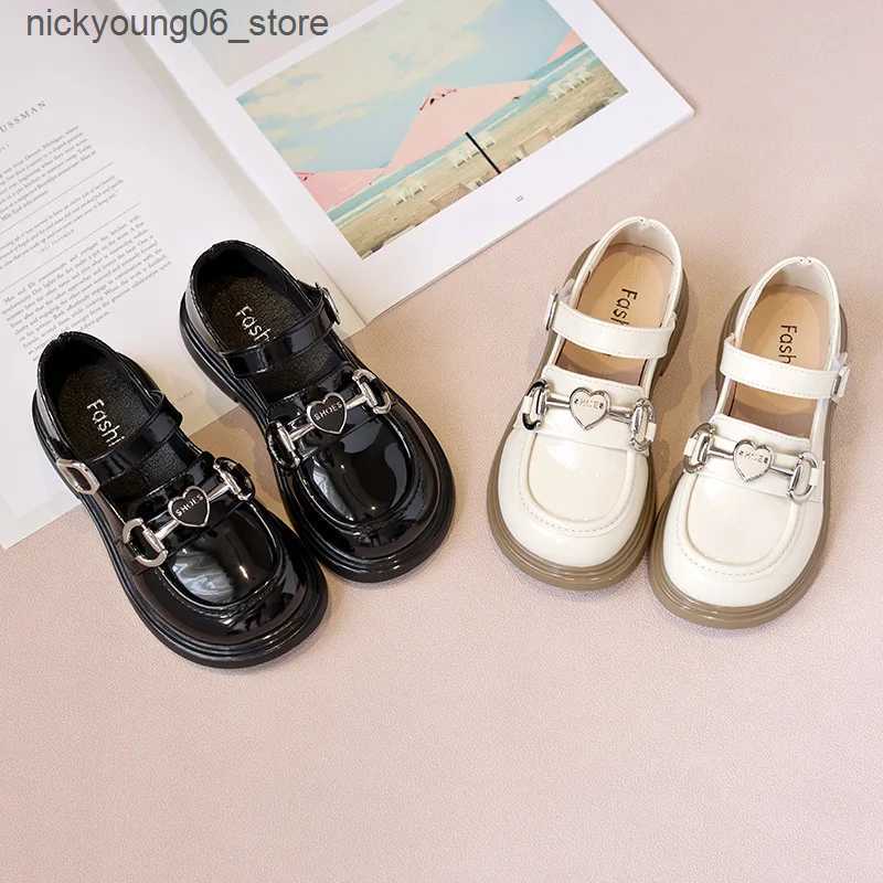 Boots Girl Leather Shoes Mary Jane Spring Autumn Glossy Kids Black School Performance Shoes Fashion Children Princess Shoes Thick Sole L240910