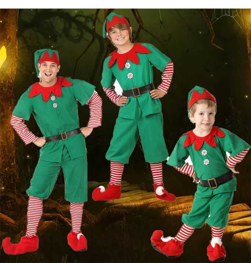 Christmas Elf Family Matching Outfits Boys Girls Role Playing Costume Santa Claus Clothing Kids Men Women Parent-Child ClothesXJ241008