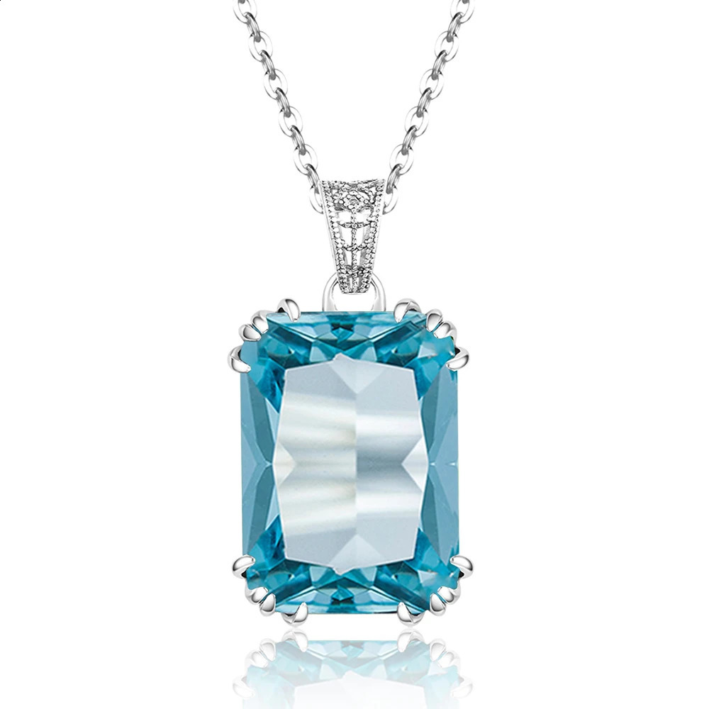 Silverchakra 925 sterling silver necklace womens aquamarine necklace pendant exquisite jewelry decoration 240925