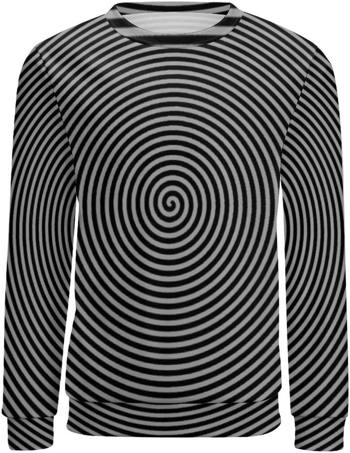 Long Sleeve Shirts for Men sweatshirt Optical Illusion Trippy Sweatshirt Focus Drawing Psychedelic Long Sleeve Pullover for Men's Tee Streetwear