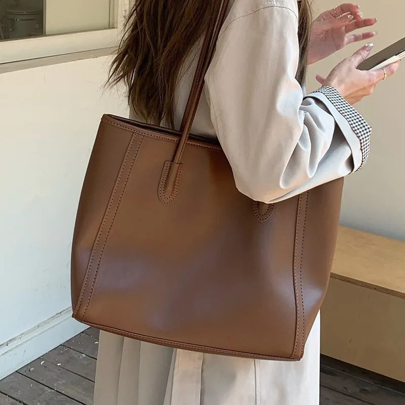 Pu leather shoulder womens shopping bag large handbag Korean fashion y n master 241008