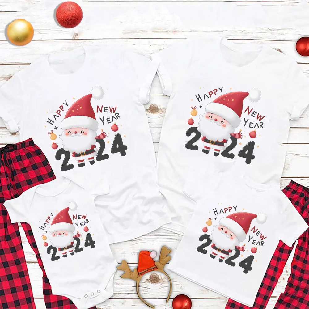 Happy New Year 2024 Family Matching Shirts Merry Christmas Santa Claus Family Workers Holiday Matching Christmas T-shirts W241008