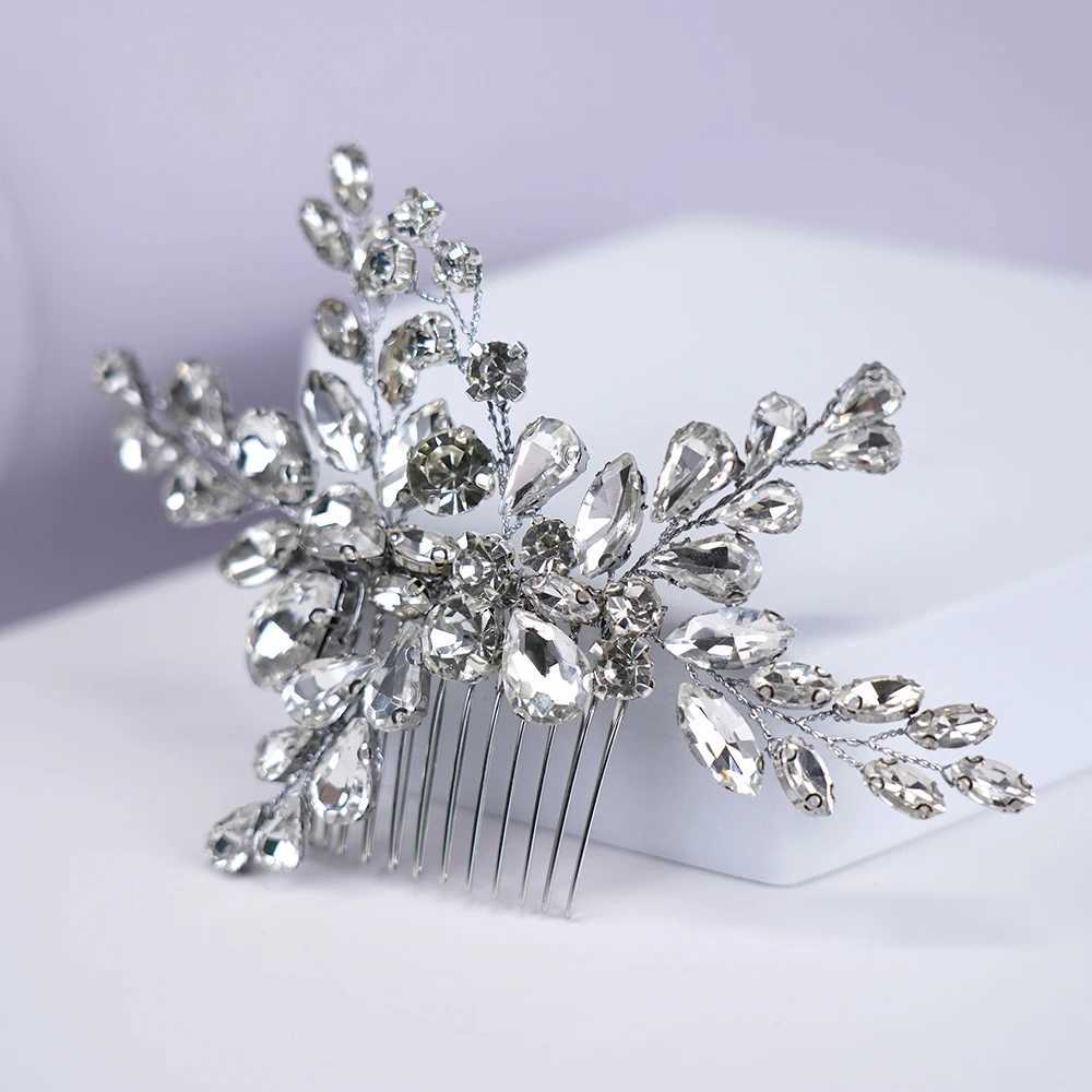 Bridal Wedding Crystal Hair Comb Silver Full Diamond Bridal Maid Handmade Hairpin Female Accessories W241007