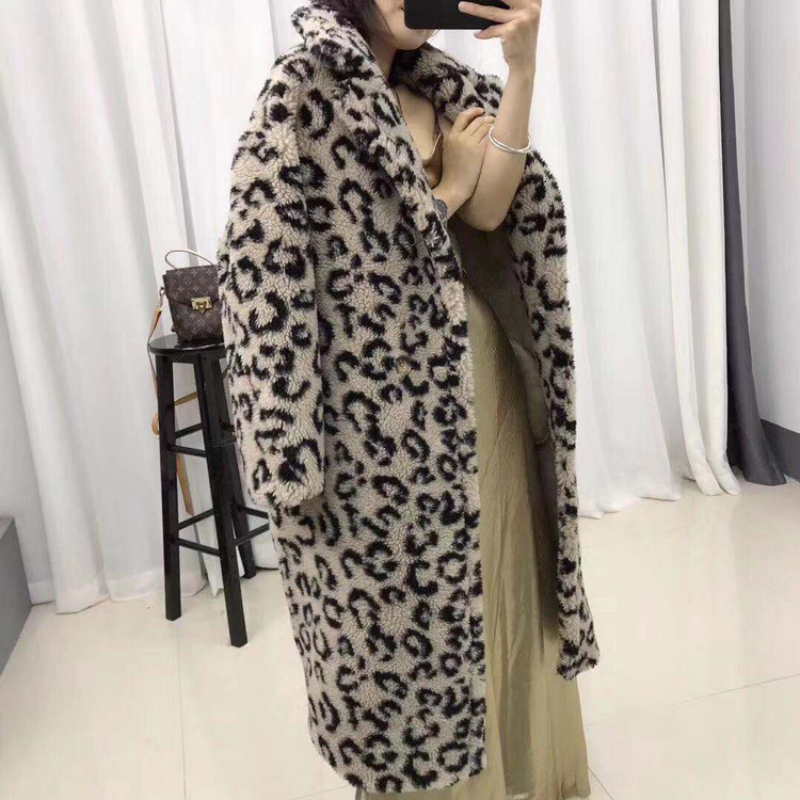 Long Plush Leopard Coat Women Winter Faux Fur Teddy Female Lapel Fluffy Jacket Ladies Fashion Outerwear 2023 New 3Xl