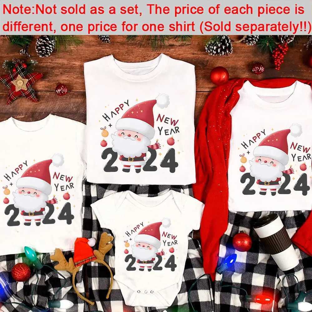 Happy New Year 2024 Family Matching Shirts Merry Christmas Santa Claus Family Workers Holiday Matching Christmas T-shirts W241008