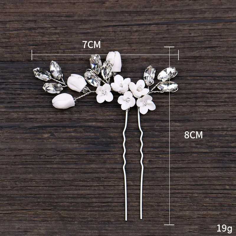 Exquisite Girl Hair Accessories Silver Rhinestone Clay Headwear Wedding Bridal Hair Fork W241007