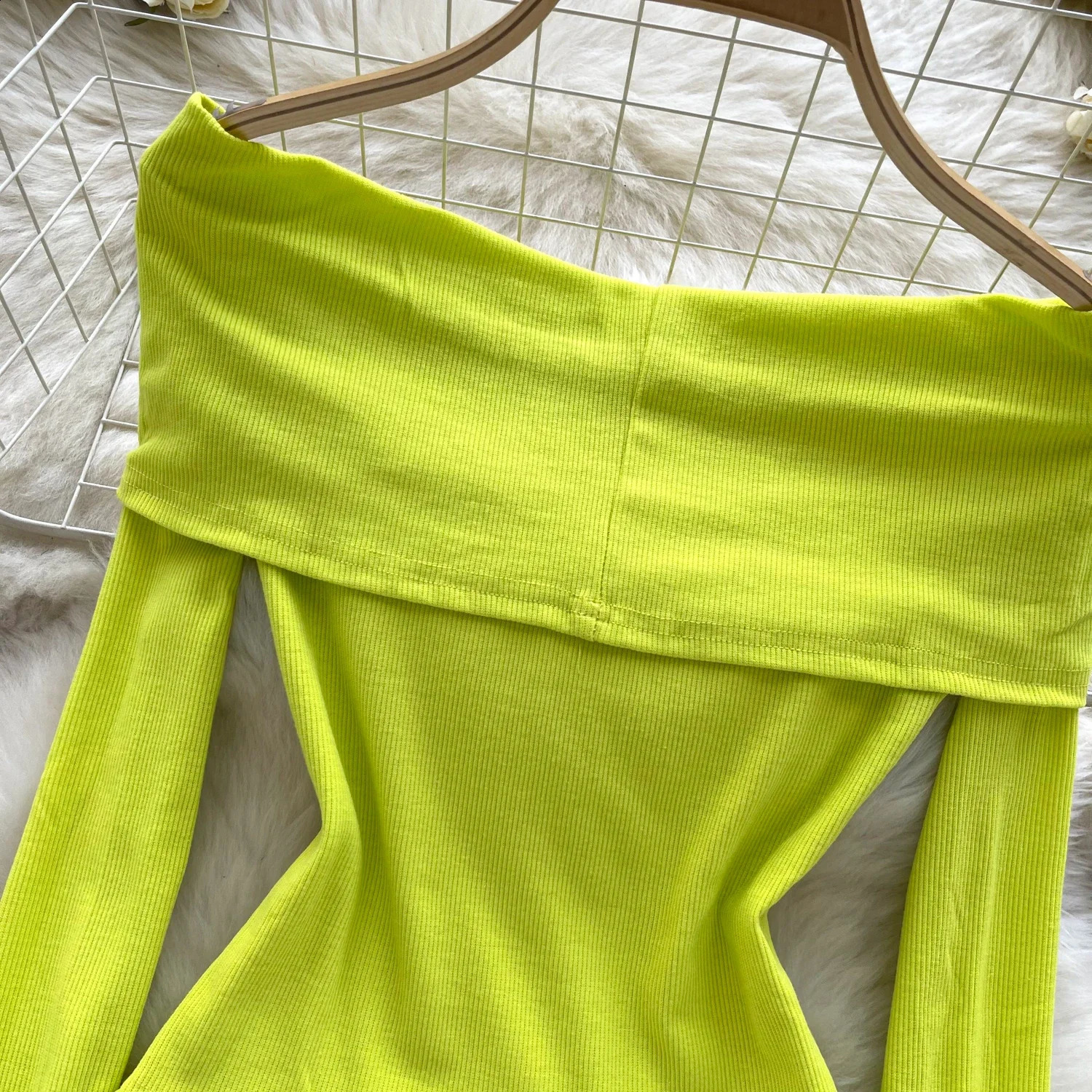 Retro collar ultra-thin shoulder bottom long sleeved knitted top Korean womens streetwear high street autumn winter shirt 240927