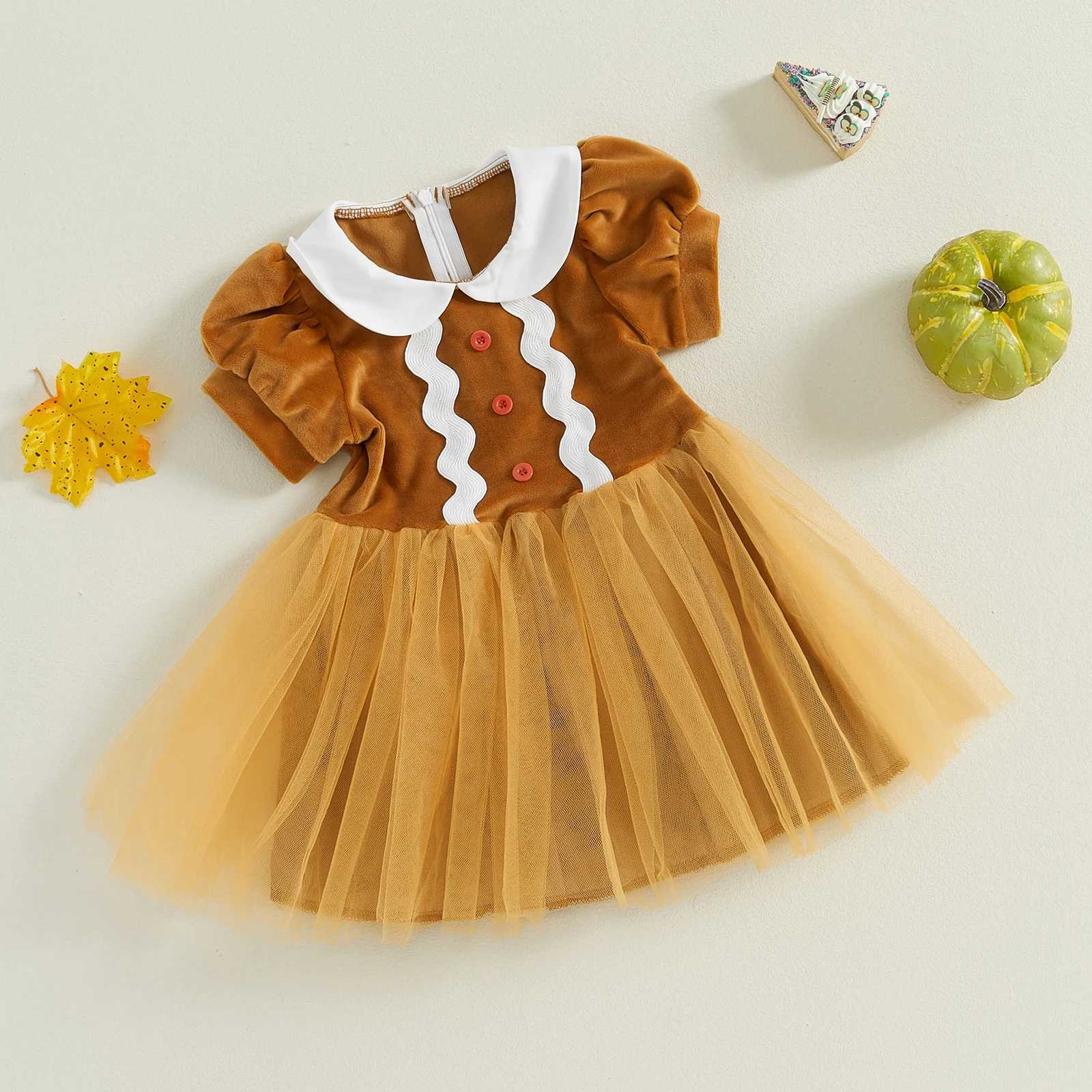 Ma baby 0-4Y Christmas newborn and childrens baby clothing home clothing gingerbread chiffon dress jumpsuit Christmas clothing W241008