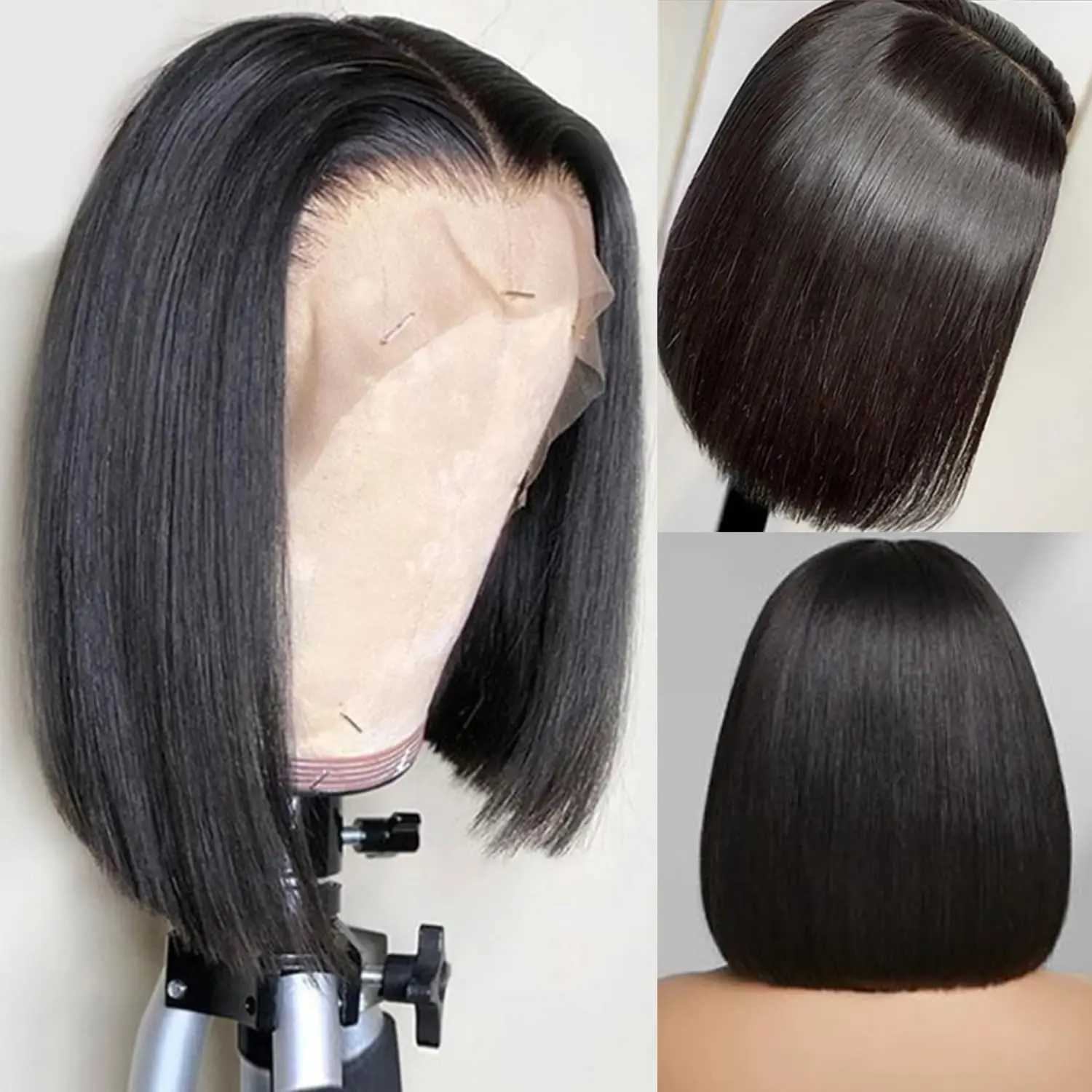 Short Bob Wig Human Hair 180% Density Straight Bob Front Wigs 13X4 HD Lace Frontal Bob Wig Raw Vietnamese Glueless Pre PluckedXJ241008