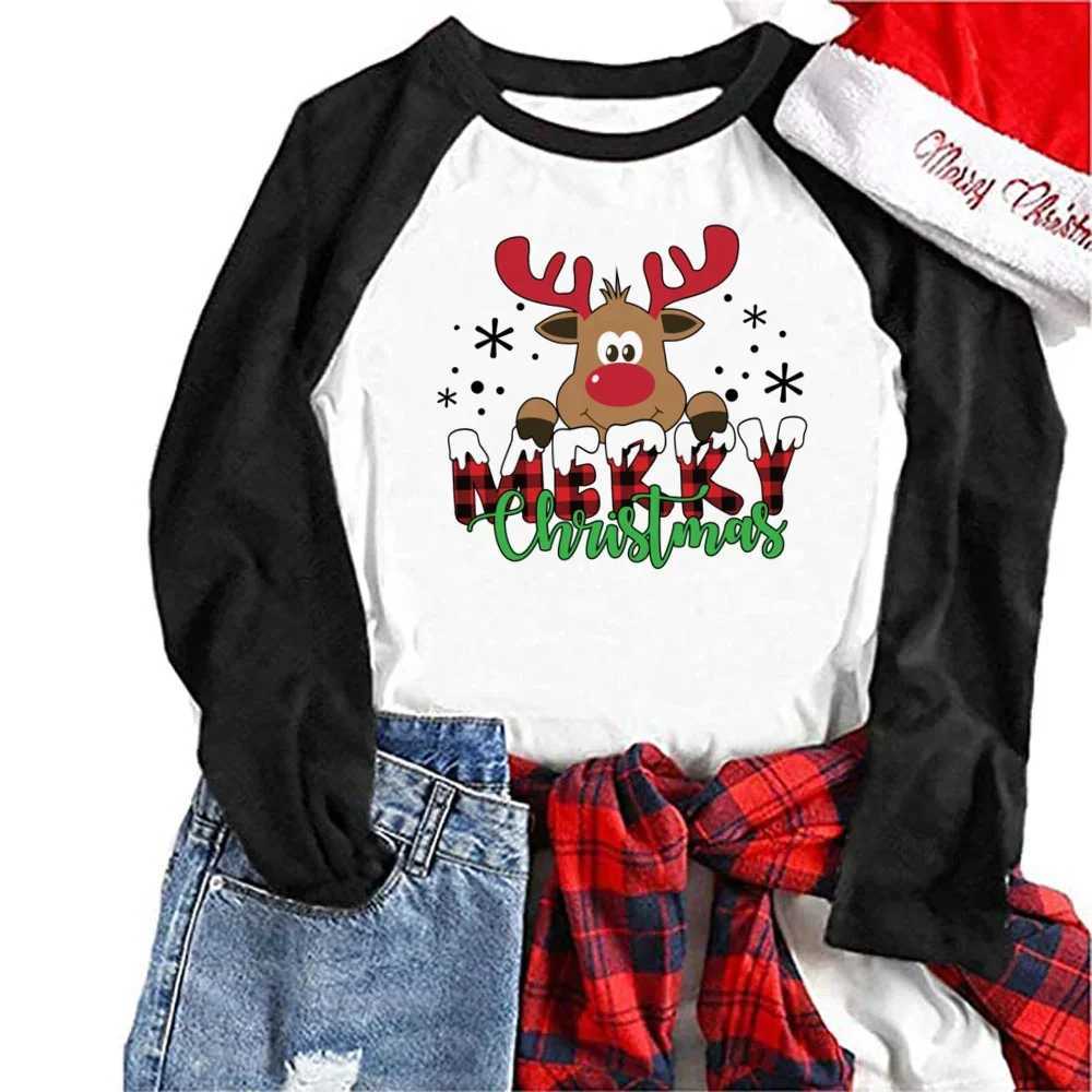 Merry Christmas Deer Print Christmas Family Matching Clothing Father Mother Son Daughter Family Clothing Christmas Party Family T-shirt W241008