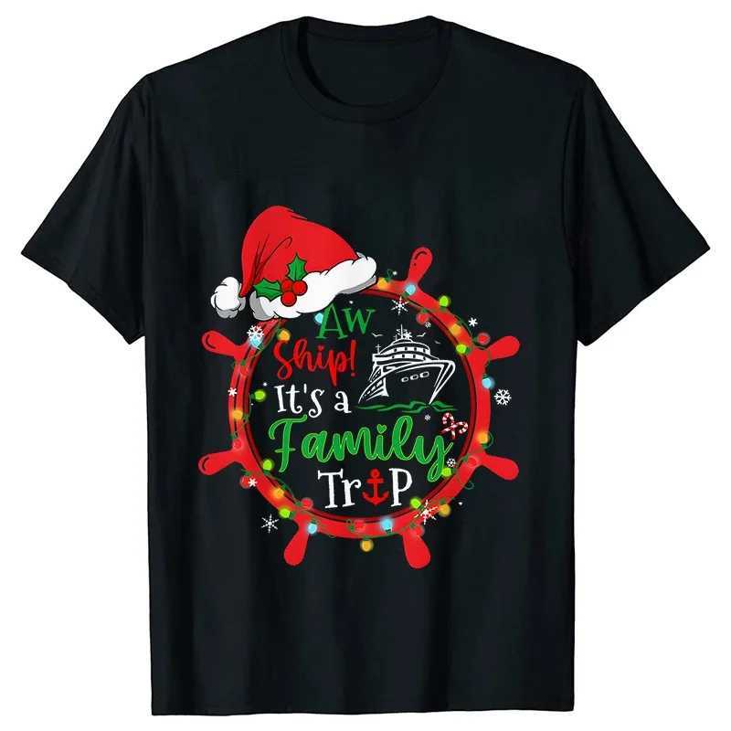 Family Christmas Parade Party T-shirt unisex childrens top matching family vacation clothing O-neck short sleeved T-shirt W241008