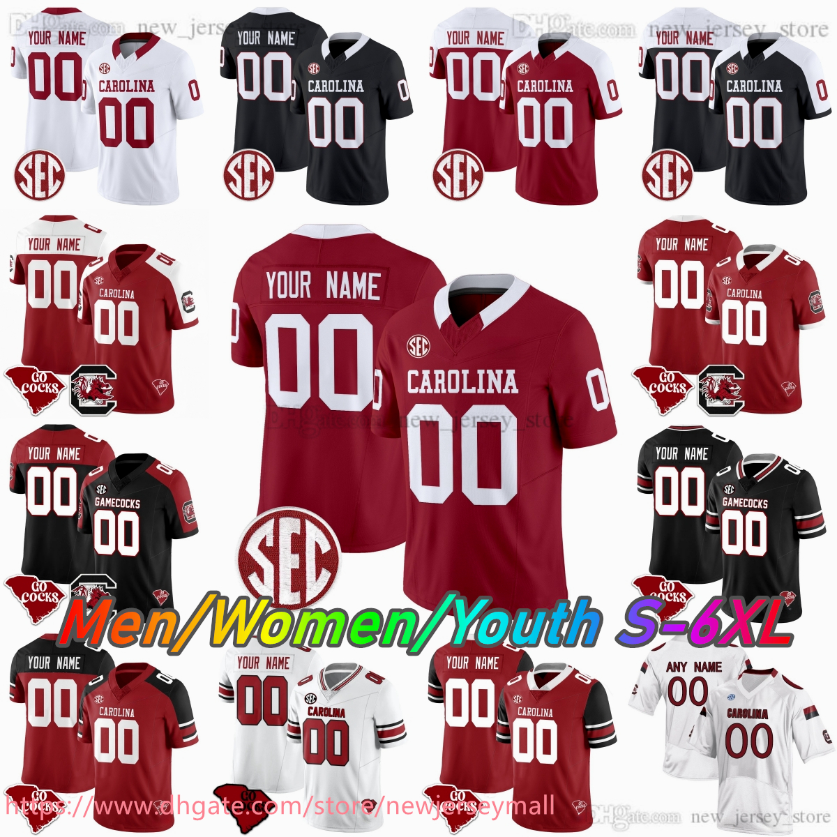 2024 Custom S-6XL South Carolina Gamecock College Football Jersey 16 LaNorris Sellers 5 Raheim Sanders Mazeo Bennett Jr. Nick Emmanwori Davis Beville Robby Ashford