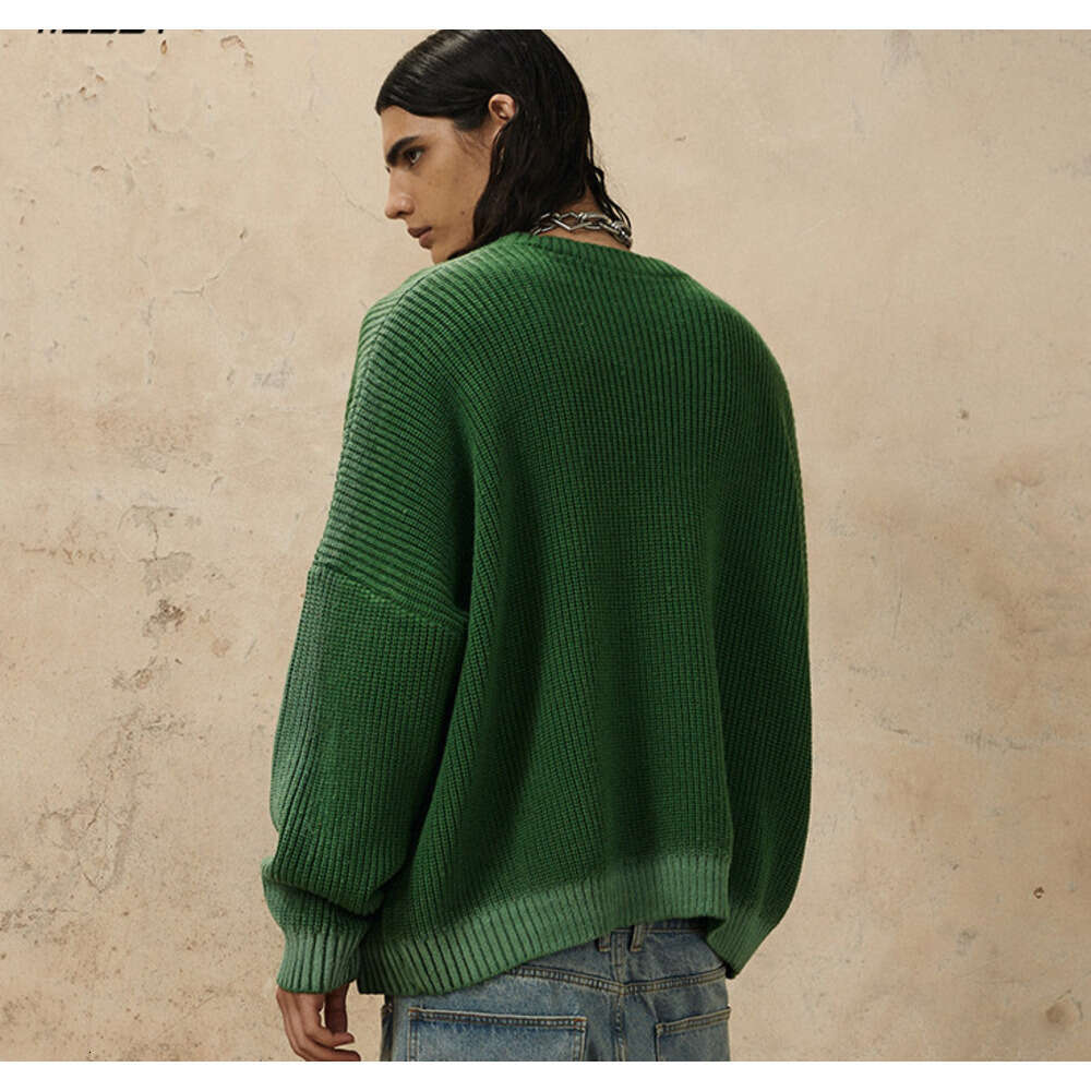 #OVDY Autumn/Winter New Product Small Round Neck Sweater Hand-painted Off Shoulder Pullover Dopamine Knitwear