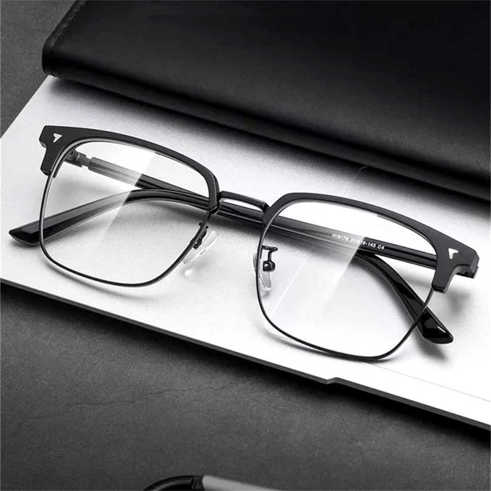 Semi Rimless Computer Clear Glasses Classic Anti Blue Light Blocking Glasses Men Women Square Ray Filter Eyeglasses Frame GoggleX241008