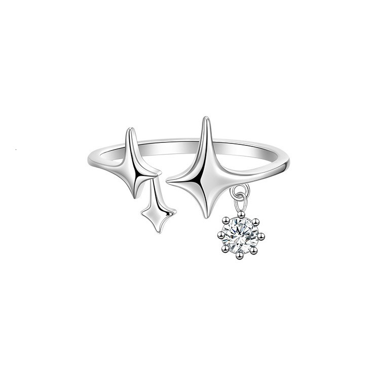 four pointed star for women, 2024 new trendy irregular tassel index finger ring