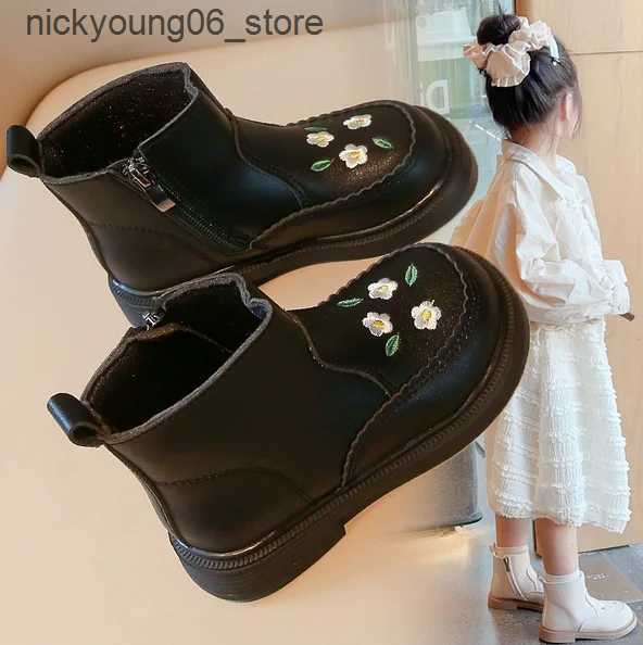 Boots Plush Kid Boot Autumn Warm Princess Boot Two Cotton Ankle Boot Fashion Leather Boots Small Medium-sized Kid Girl Boots Kid Shoes L240910