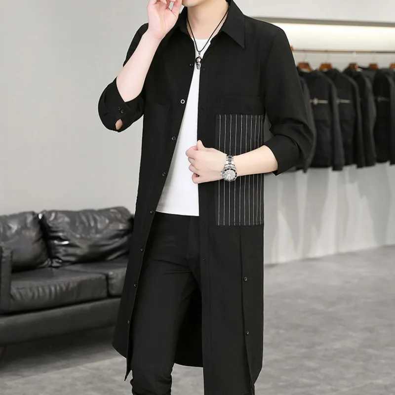 Summer thin mens zipper casual cardigan 7/4 sleeves cardigan jacket pocket decoration solid color open Korean style cardigan W241007
