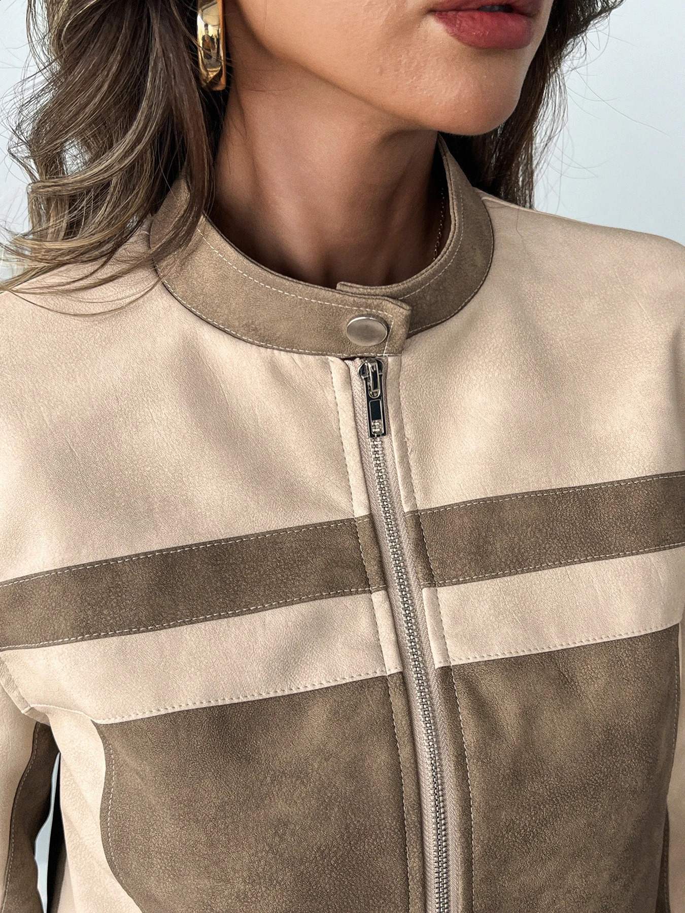 Womens Autumn and Winter Leather Jacket Fashion Solid Color Elegant Style Ultra Thin Fashion Warm Casual Edition Leather Jacket Womens Clothing 240930