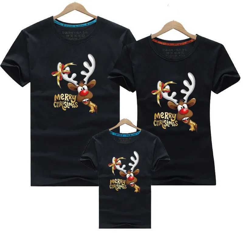 2020 Christmas Deer Dad Mom Baby Family Set Family Appearance Christmas Family Matching Clothing Mother Daughter Father Son T-shirt W241008