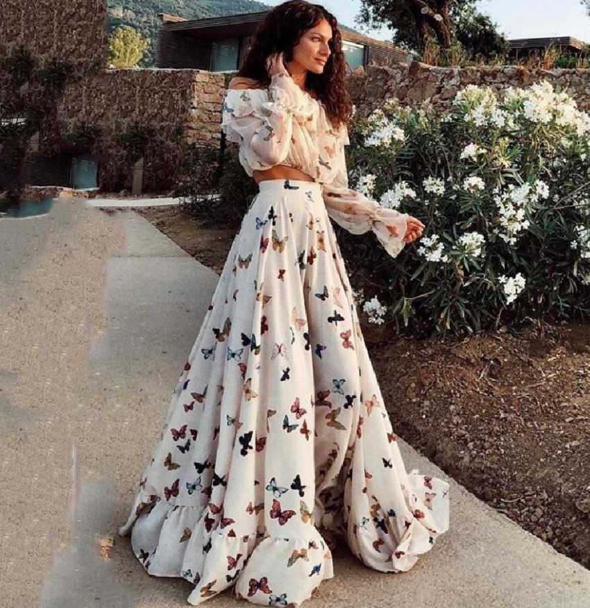 Casual Dresses Summer Celebrity Butterfly Print Bohemian Big Skirt Beach Dress Urban Sexy Dresses Women Clothes 240924