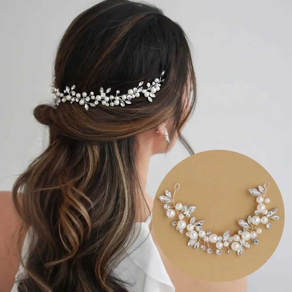 Fabulous Bride Headdress Wired Bride Wedding Headdress Artificial Pearl Decoration Exquisite Hair Jewelry Wedding Accessories W241007
