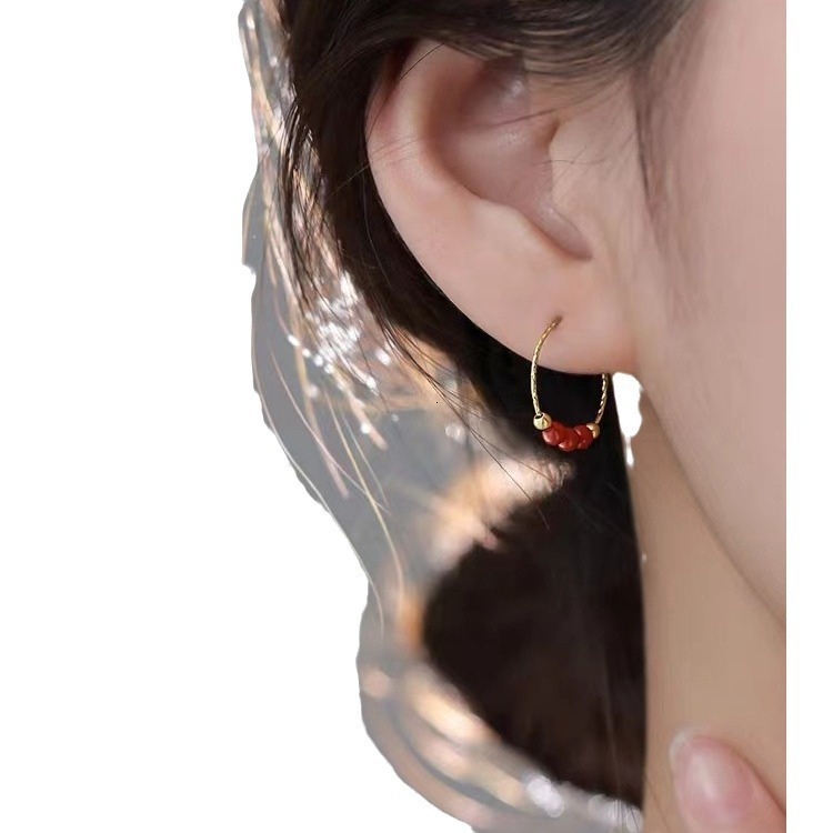 Pure sier needle, New Year earrings, 2024 new niche earrings