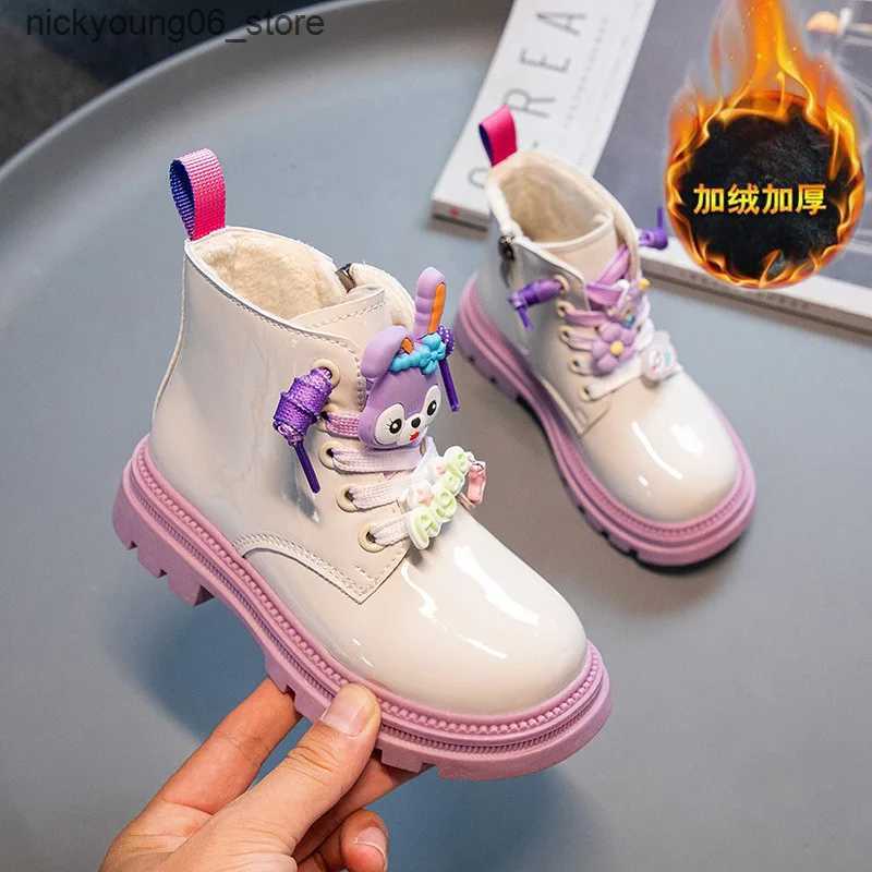 Boots Kids Boots For Girls Winter Warm Shoes for Children Fur Boots Chelsea Ankle Girls Toddlers Platform Booties PINKPURPLEBLACK L240910