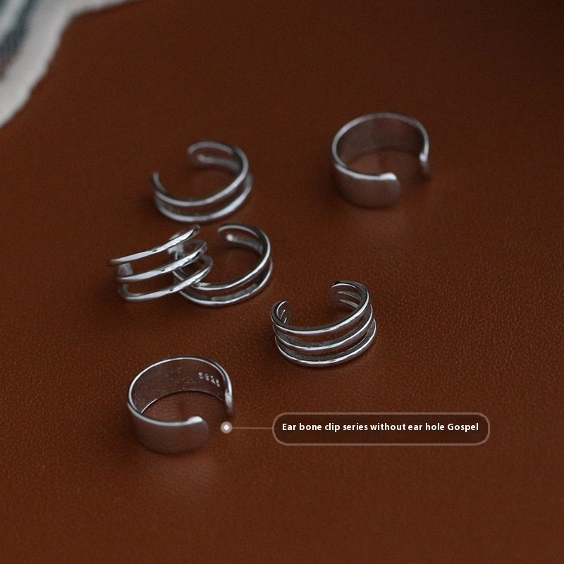 Sier plated clips for women without holes, high-end feeg, clips, studs, bone small earrings, ear rings, simple design