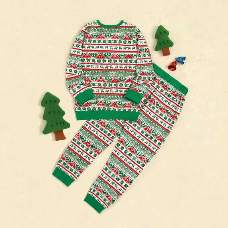 Christmas Parent Child Clothing Three Couple Family Set Cartoon Printed Christmas Deer Long Sleeve+Pants Pajama Casual Set W241008
