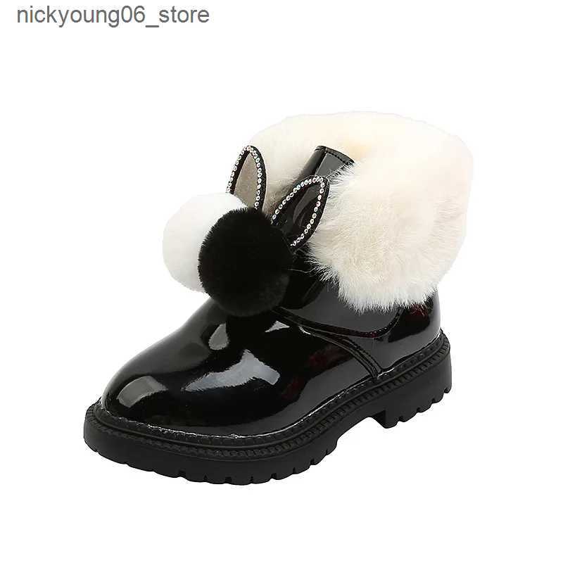 Boots Girl Boot Warm Plush Winter Shoe for Girl Kid Snow Boots Korean Version Cotton Boots Kid Shoe for Girl Ankle Boot Zapatos Nia L240910