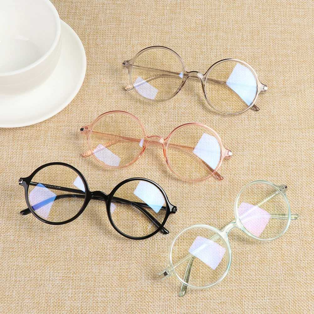 Vintage Round Anti Blue Light Glasses Clear Lens Fashion Plastic Frame Glasses Optical Men Women Eyeglass Frame Fake GlassesX241008